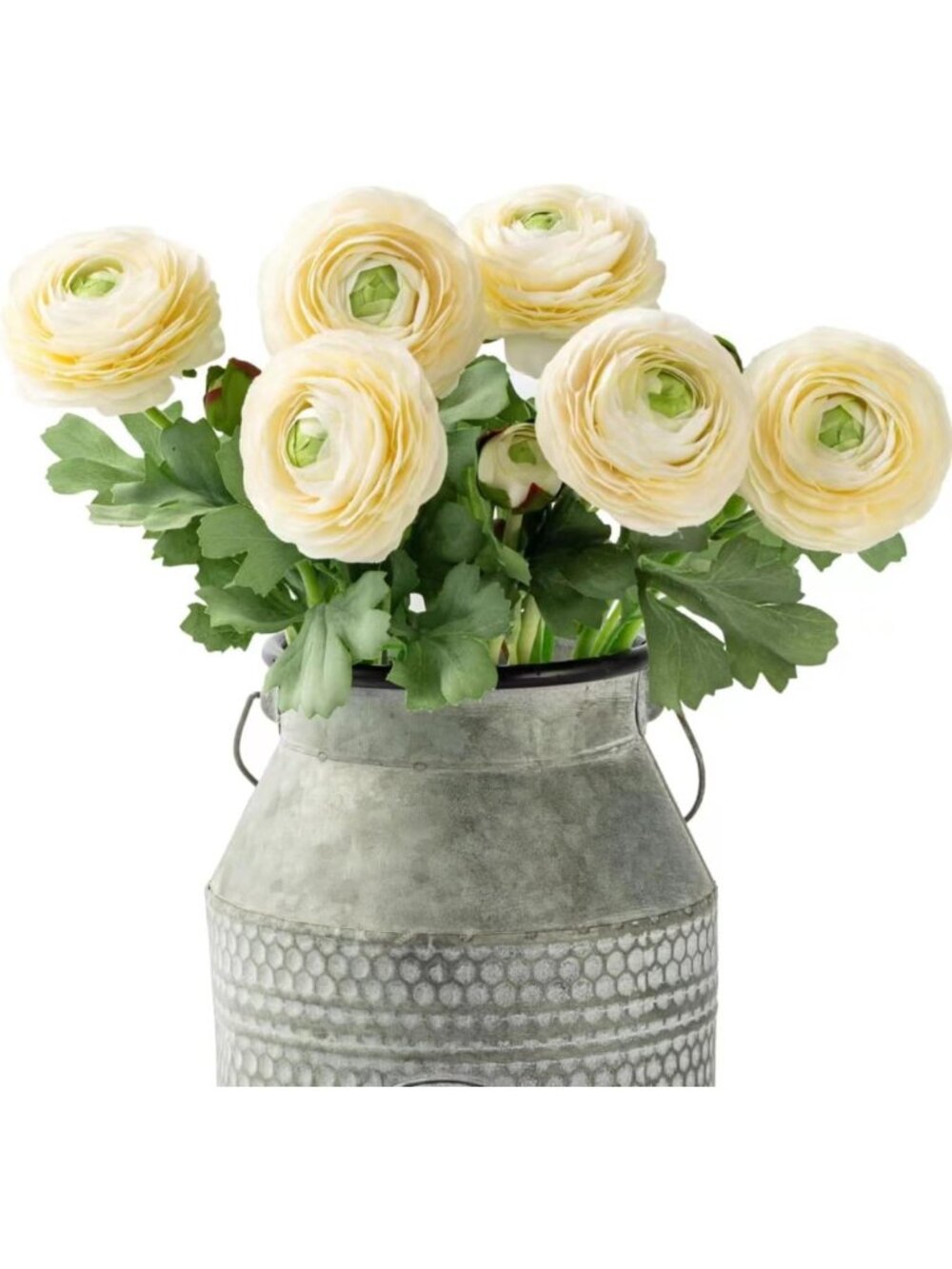 Real Touch Artificial Ranunculus Flowers - Silk 6 Pack, White Floral Decor